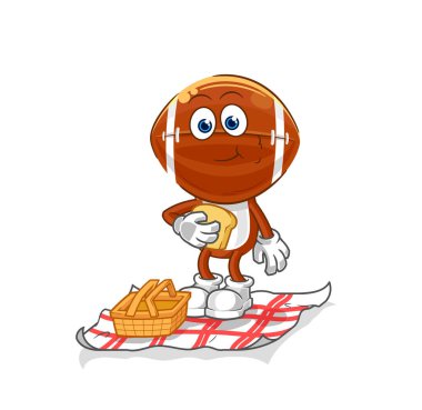 Piknik karikatüründeki ragbi kafası. karikatür maskotu vektosu