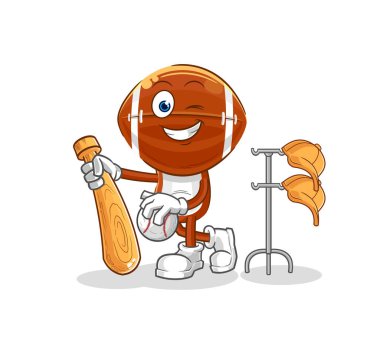 Ragbi kafa beyzbol maskotu oynuyor. çizgi film vektosu