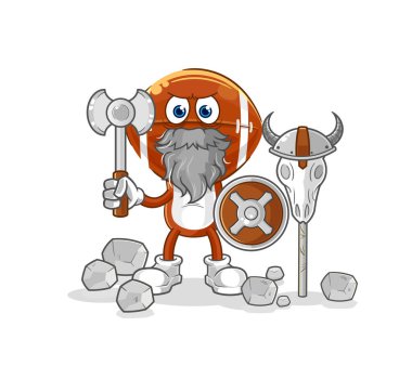 Rugby kafa viking bir balta illüstrasyon ile. karakter vektosu