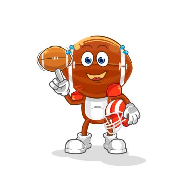 Rugby kafa ragbi oynuyor. karikatür maskotu vektosu