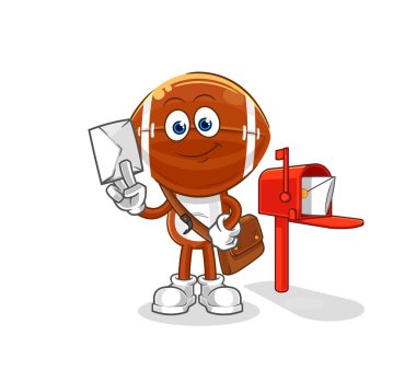 Rugby baş postacı vektörü. karikatür