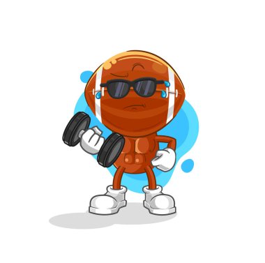 Rugby kafa, dambıl taşıyıcısı. karikatür