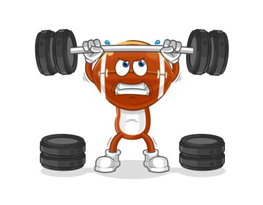 Ragbi kafa halterciyi kaldırıyor. karikatür maskotu vektosu