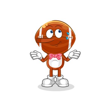 Ragbi kafa Pinokyo karakteri gibi yalan söylüyor. karikatür maskotu vektosu