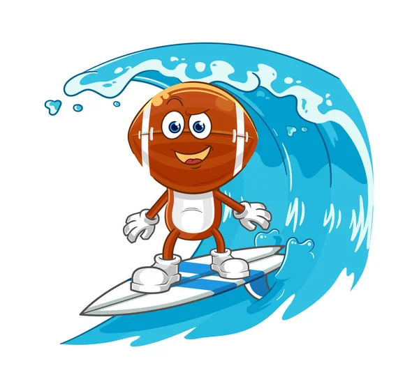 the rugby head surfing character. cartoon mascot vecto