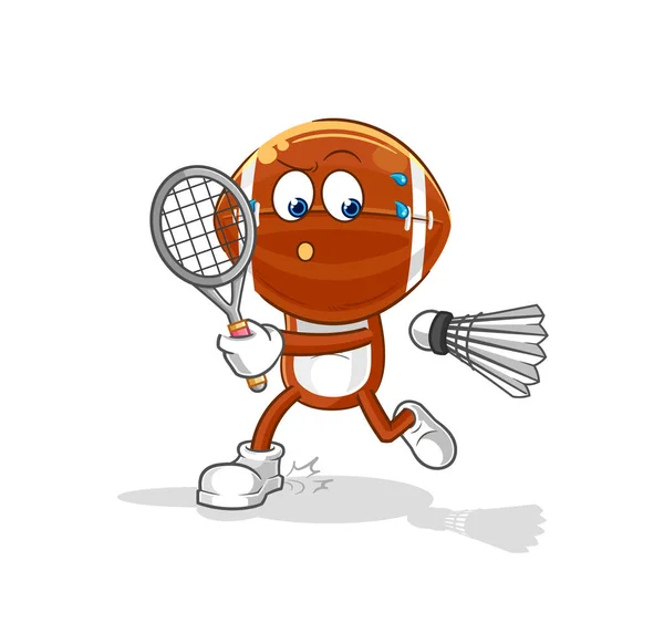 Rugby Head Playing Badminton Illustration Character Vecto — Stock Vector