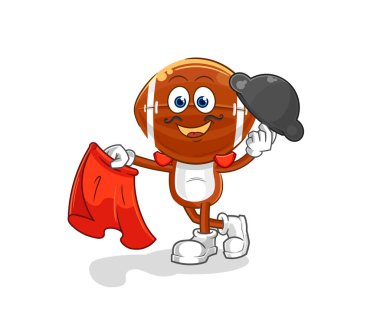 Kırmızı bez resimli rugby baş matadoru. karakter vektosu