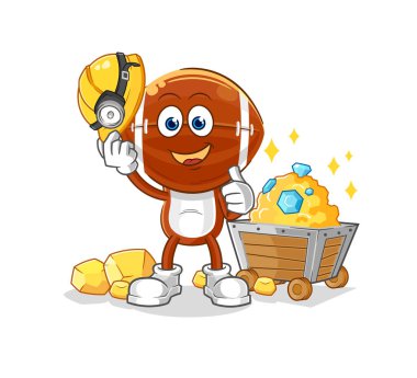 Altın karakterli rugby baş madencisi. karikatür maskotu vektosu