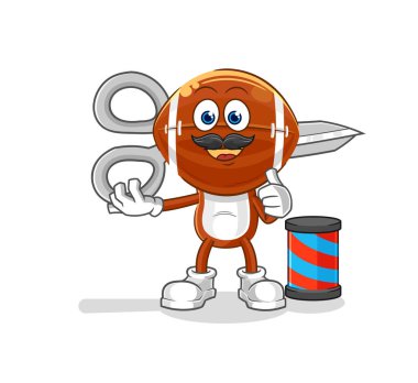 Rugby kafa berber çizgi filmi. karikatür maskotu vektosu