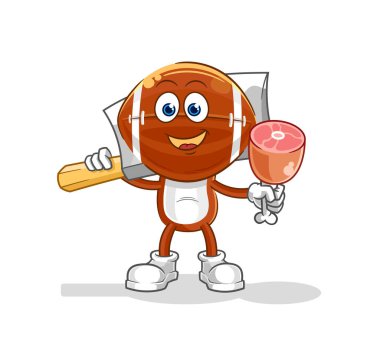 Rugby baş kasabı illüstrasyonu. karakter vektosu