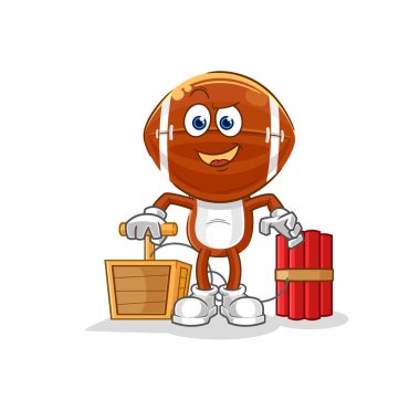 Rugby kafasında dinamit fünyesi var. karikatür maskotu vektosu