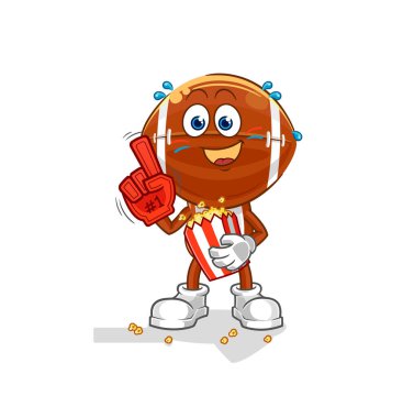 Patlamış mısır resimli ragbi hayranı. karakter vektosu