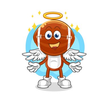 Kanat vektörlü ragbi baş meleği. karikatür