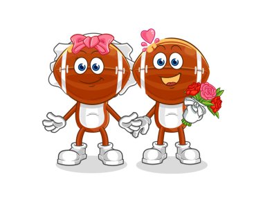 Ragbi kafa düğün karikatürü. karikatür maskotu vektosu