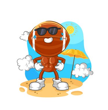 Rugby kafa yazın güneşleniyor. karakter vektosu