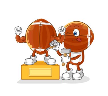 Rugby baş heykeltraş karakteri. karikatür maskotu vektosu