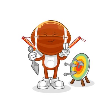 Rugby baş ninja çizgi filmi. karakter vektosu