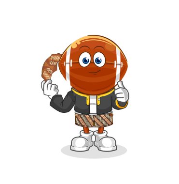 Ragbi şefi Java 'lı karakter. karikatür maskotu vektosu