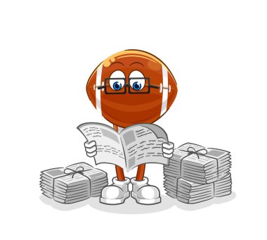 Ragbi kafa gazete karikatürü okur. karakter vektosu