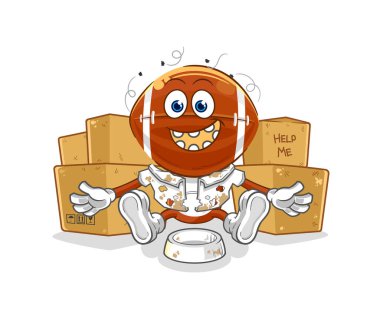 Rugby Evsiz Baş Karakteri. karikatür maskotu vektosu