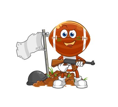 Ragbi baş askeri karakteri. karikatür maskotu vektosu