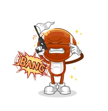 Ragbi kafa uyarı atışı maskotu. çizgi film vektosu