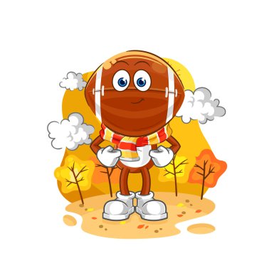 Sonbaharda rugby kafası. karikatür maskotu vektosu