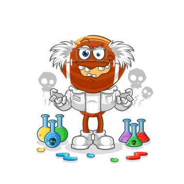 Ragbi baş çılgın bilim adamı illüstrasyonu. karakter vektosu