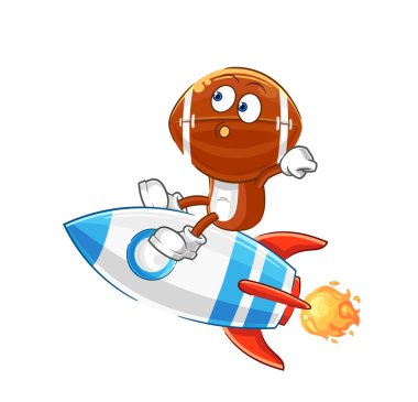 Rugby kafa roket çizgi film maskotu vektosu.