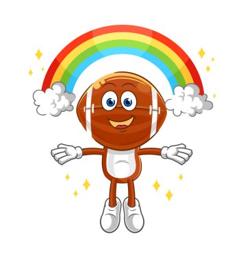 Ragbi kafası ve gökkuşağı. çizgi film vektosu