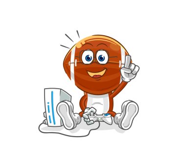 Rugby kafa video oyunu oynuyor. karikatür