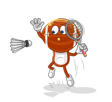 Badminton çizgi filmindeki rugby kafa ezmesi. karikatür maskotu vektosu