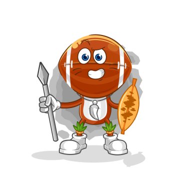 Ragbi lideri Afrika kabilesinin maskotu. çizgi film vektosu