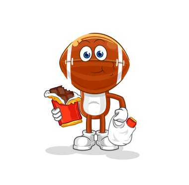 Ragbi kafa çikolata maskotu yer. çizgi film vektosu