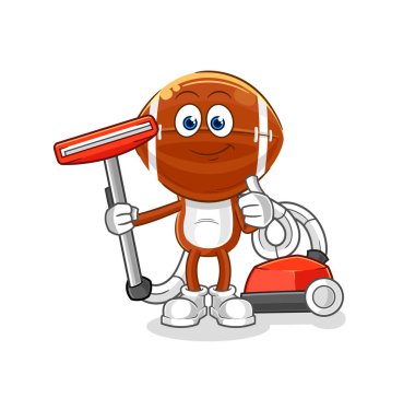 Rugby kafasını süpürgeyle temizledi. karakter vektosu