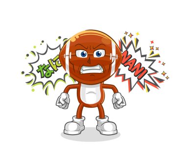 Ragbi baş anime kızgın vektörü. karikatür