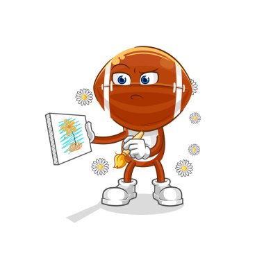 Rugby baş ressam çizgi film karakteri vektosu