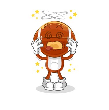 Ragbi kafa baş döndürücü maskotu. çizgi film vektosu