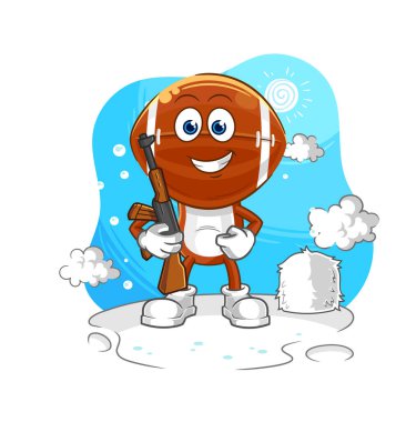 Kışın rugby baş askeri. karakter maskotu vekto