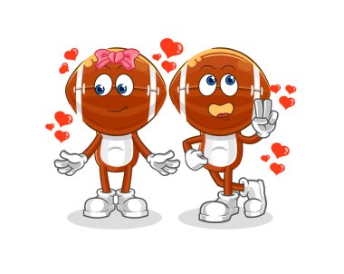 Ragbi kafa flört çizgi filmi. karakter maskotu vekto