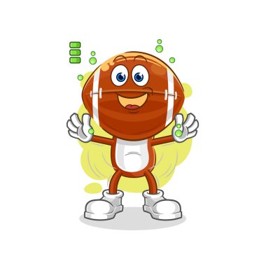 Rugby baş batarya karakteri. karikatür maskotu vektosu