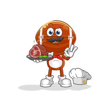 Et maskotlu ragbi şefi. çizgi film vektosu