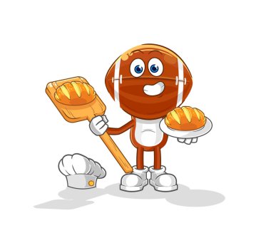 Rugby baş fırıncısının ekmeği. karikatür maskotu vektosu