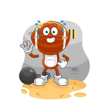 Hapisteki rugby baş suçlusu. karikatür
