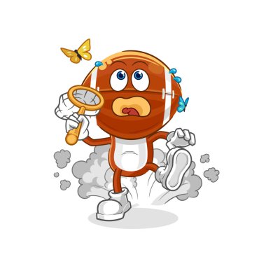 Rugby kafa kelebek resimlerini yakalıyor. karakter vektosu