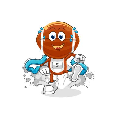 Ragbi baş koşucusu. karikatür maskotu vektosu