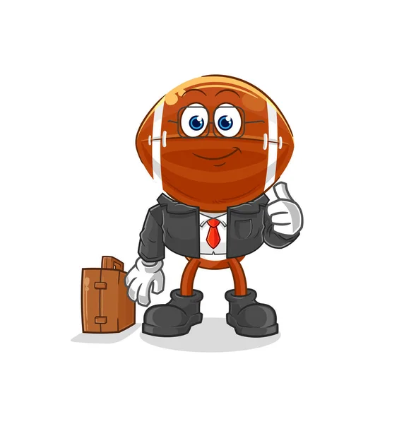 Mascota Del Trabajador Oficina Central Rugby Dibujos Animados Vecto — Vector de stock