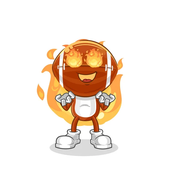 Rugby Head Fire Mascot Cartoon Vecto — Stock vektor