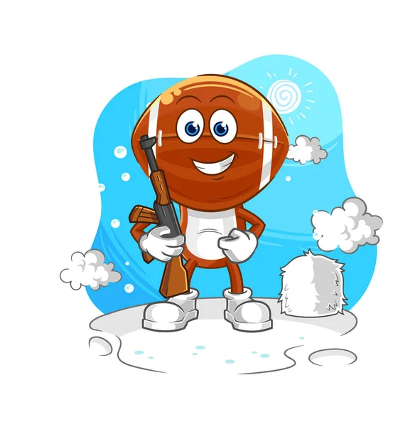 Kışın rugby baş askeri. karakter maskotu vekto