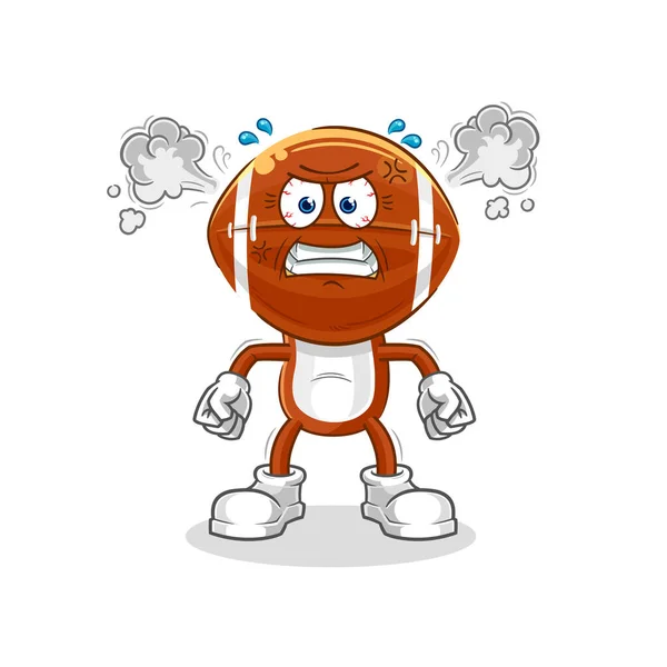 Rugby Head Very Angry Mascot Cartoon Vecto — Stock Vector